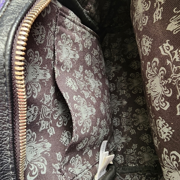 Disney Parks Loungefly Haunted Mansion Wallpaper Purple And Black Mini Backpack - Picture 9 of 10